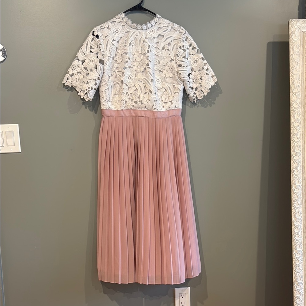 Rachel Parcell White Pleated A-Line Dress with Flutter Sleeves